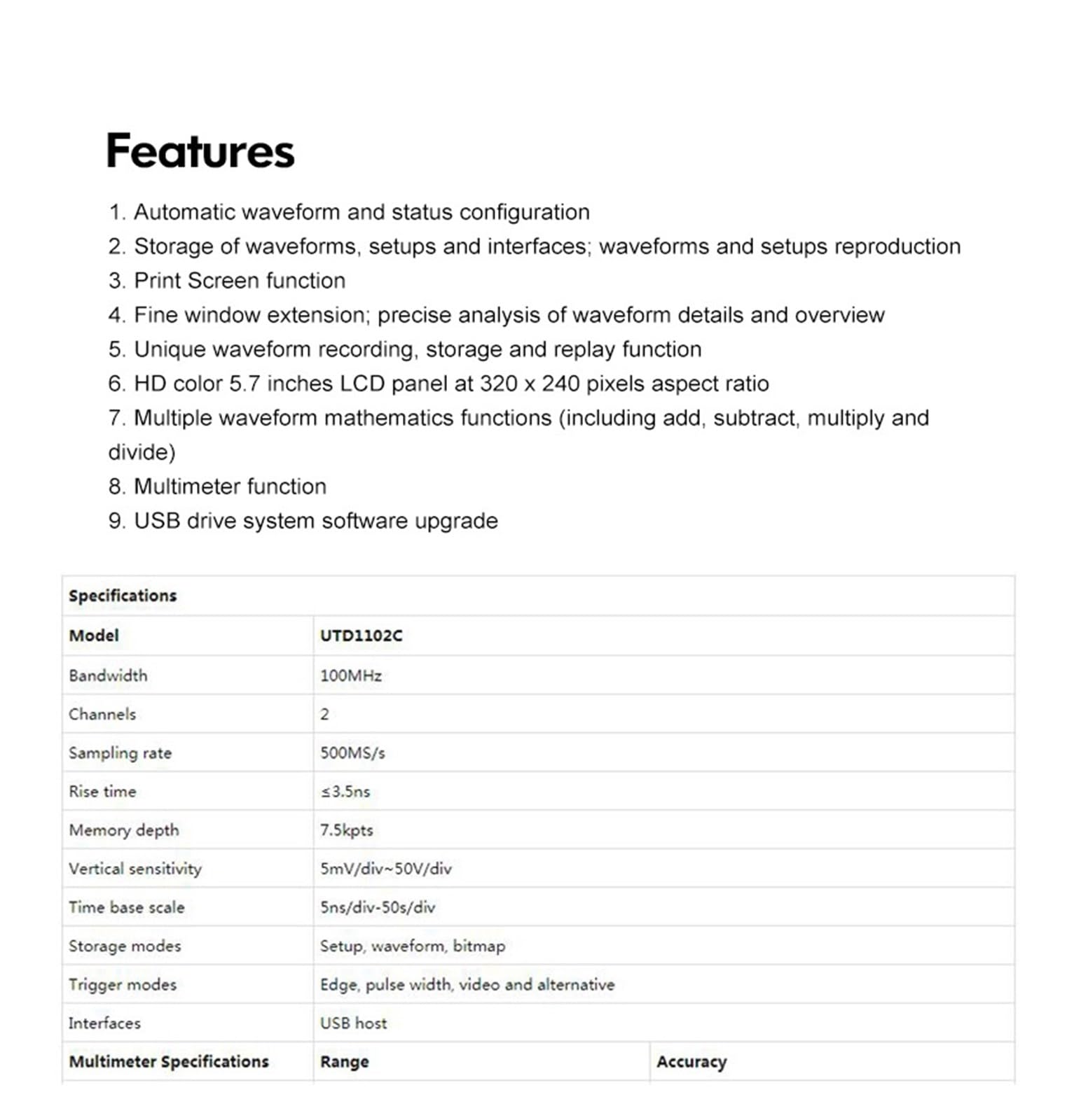 Oscyloskopy laboratoryjne, Ręczny oscyloskop cyfrowy 1102C 100MHz oscyloskop multimetr 2 kanały DC AC pomiar napięcia prądu,Dokładny Pomiar