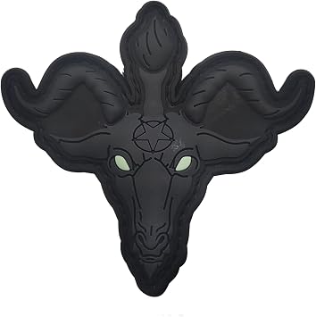 Ancient Egyptian God of Bafuri with Hook and Loop Fastener Backing, Black with Glow Eyes, 3.54 x 3.15Inch, 2-Pack