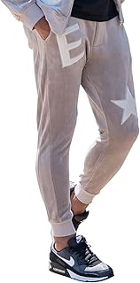 【slow&easy】 星 モチーフ 刺繍 ベロア ジョガーパンツ スター モチーフ 伸縮 ストレッチ メンズ ジム スウェット【23531】