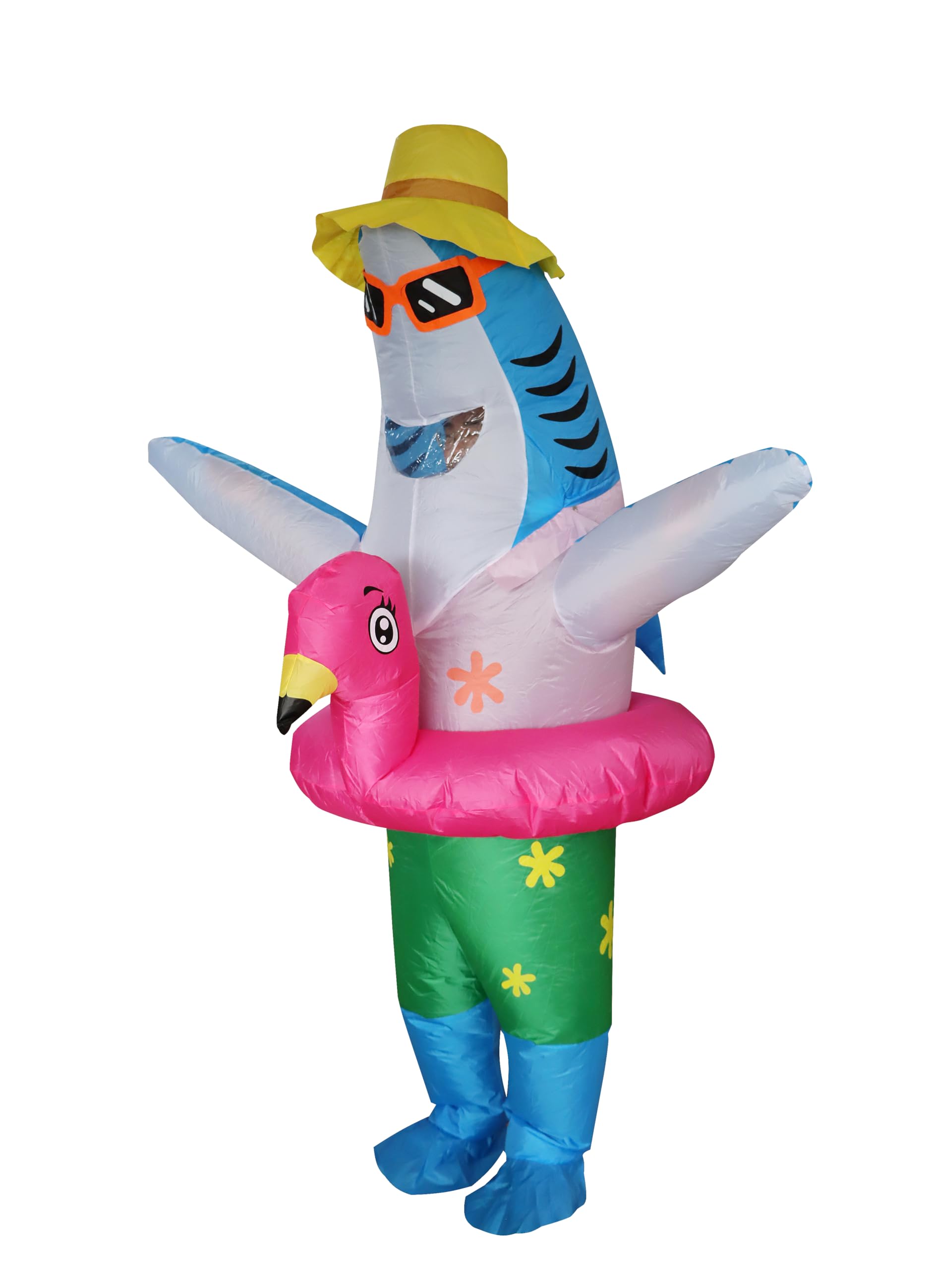 FXICH Costume de Requin Gonflable pour Adulte - Déguisement Amusant pour Halloween - Bleu