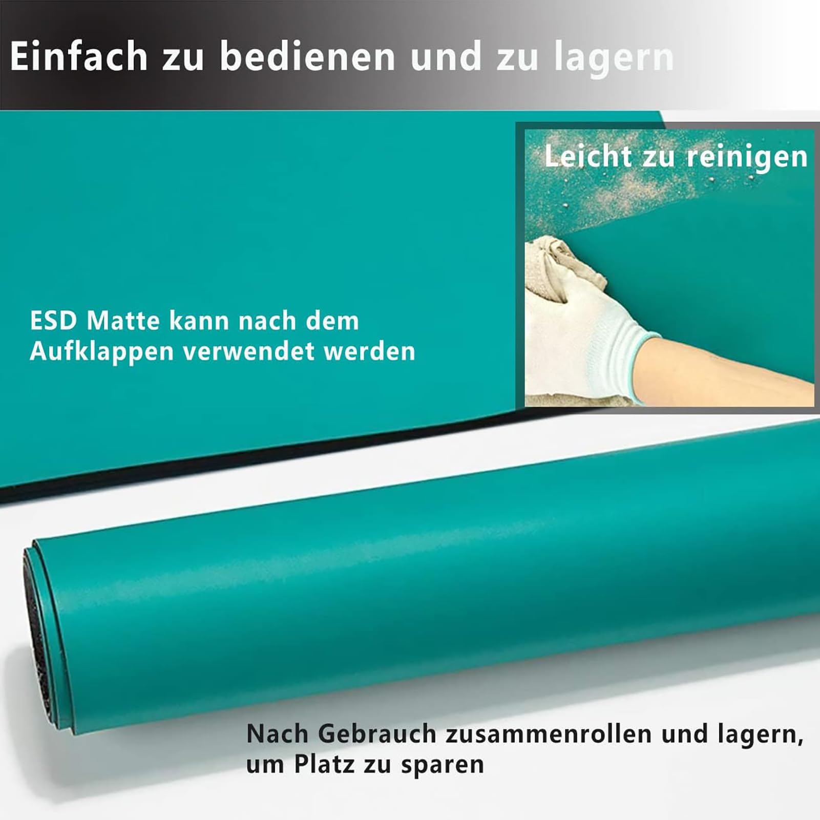 Mata naprawcza Mata silikonowa Mata silikonowa uziemiająca stół ESD, Mata antystatyczna do lutowania Duży obrus gumowy,Blue,100 * 240cm*2mm