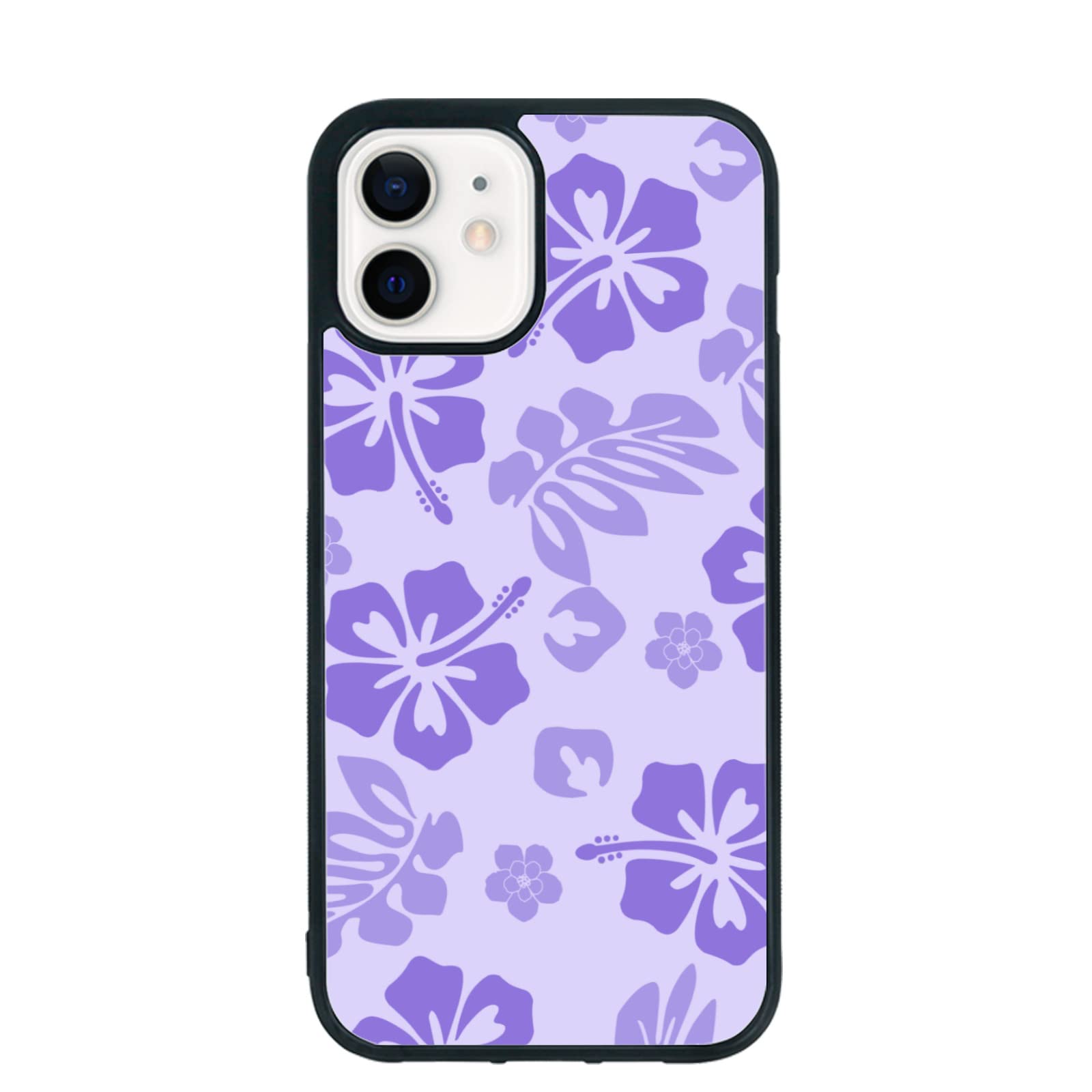 FANXI Purple Hibiscus Phone Case Compatible with iPhone 12/12 Pro 6.1 Inch - Shockproof Protective TPU Cute Flower Printed iPhone Case Designed for