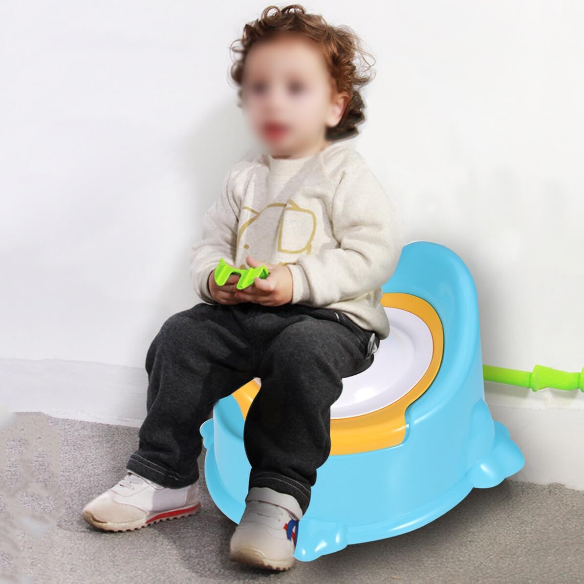 Blue Potty Training Seat with Removable Bowl Lightweight Plastic Toilet Seat Ergonomic Design for Easy Cleaning and Portable Use