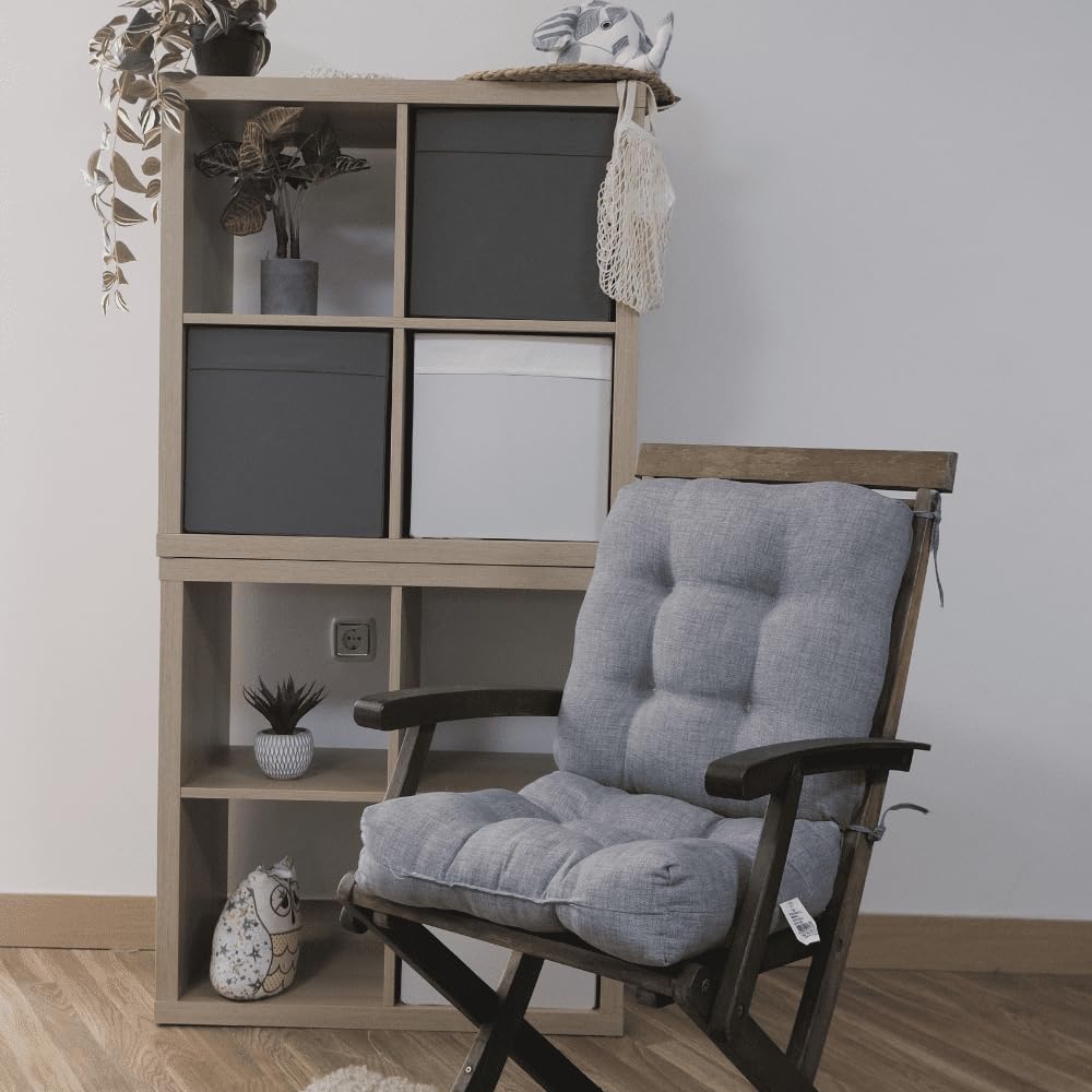 Cojin con Respaldo para Sillas 110 x 50 x 10 cm. Conjunto Cojin de Asiento para sillas Interior y Exterior Cómodo. Cojines para sillas Comedor, mecedoras (110cm x 50cm x10cm, Gris, 2)