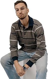 Bardis Wear Striped Polo Sweatshirt for men, Jaquard Olive XX-Large