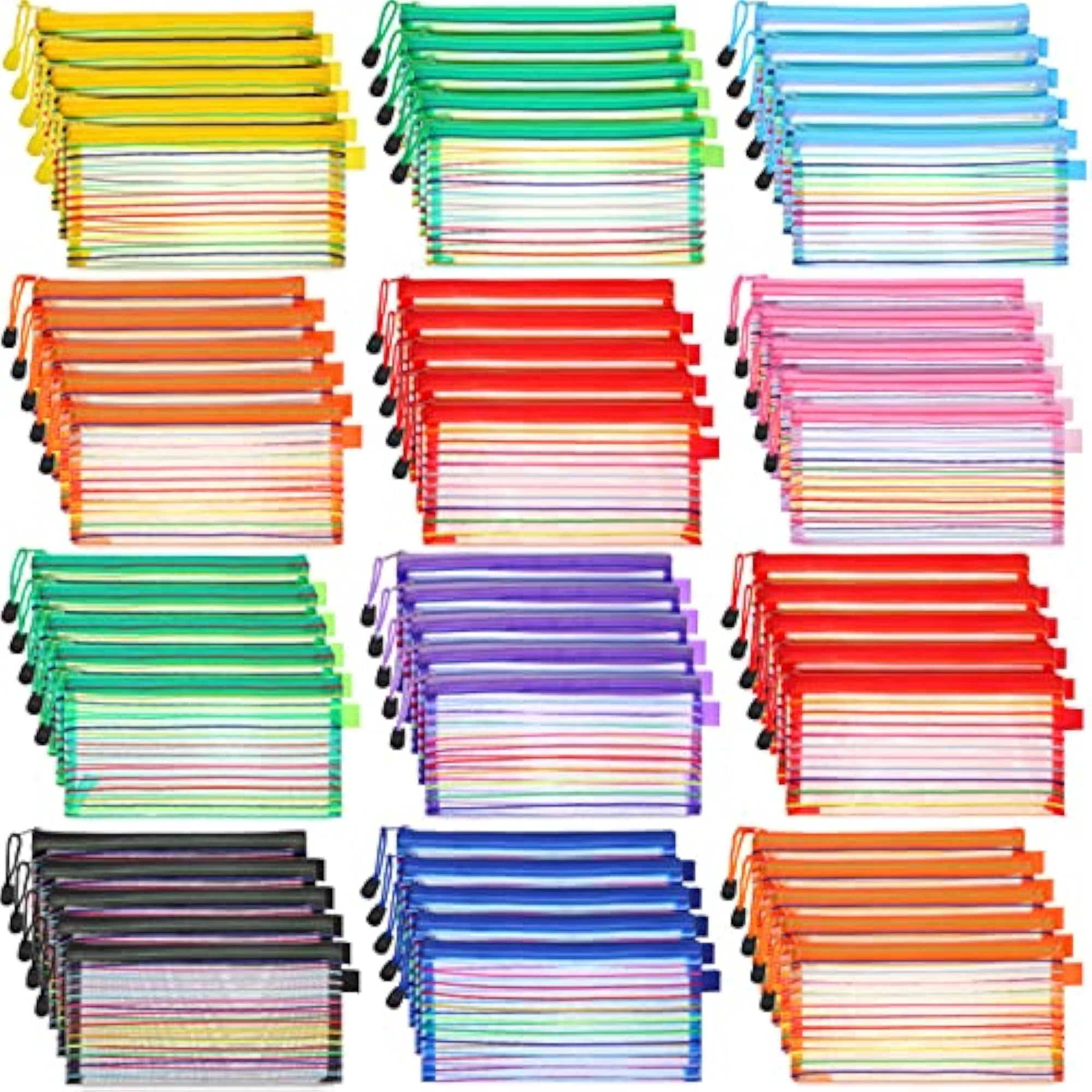 80 Pcs Multi-colour Mesh Zipper Pouch Storage Bags