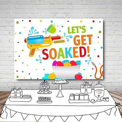 Miniatura 4 de MEHOFOND - Globos de agua sumergidos de verano de 59.7 x 4.9ft, pistola de agua, salpicaduras, confeti para chico y niña, fiesta de cumpleaños,