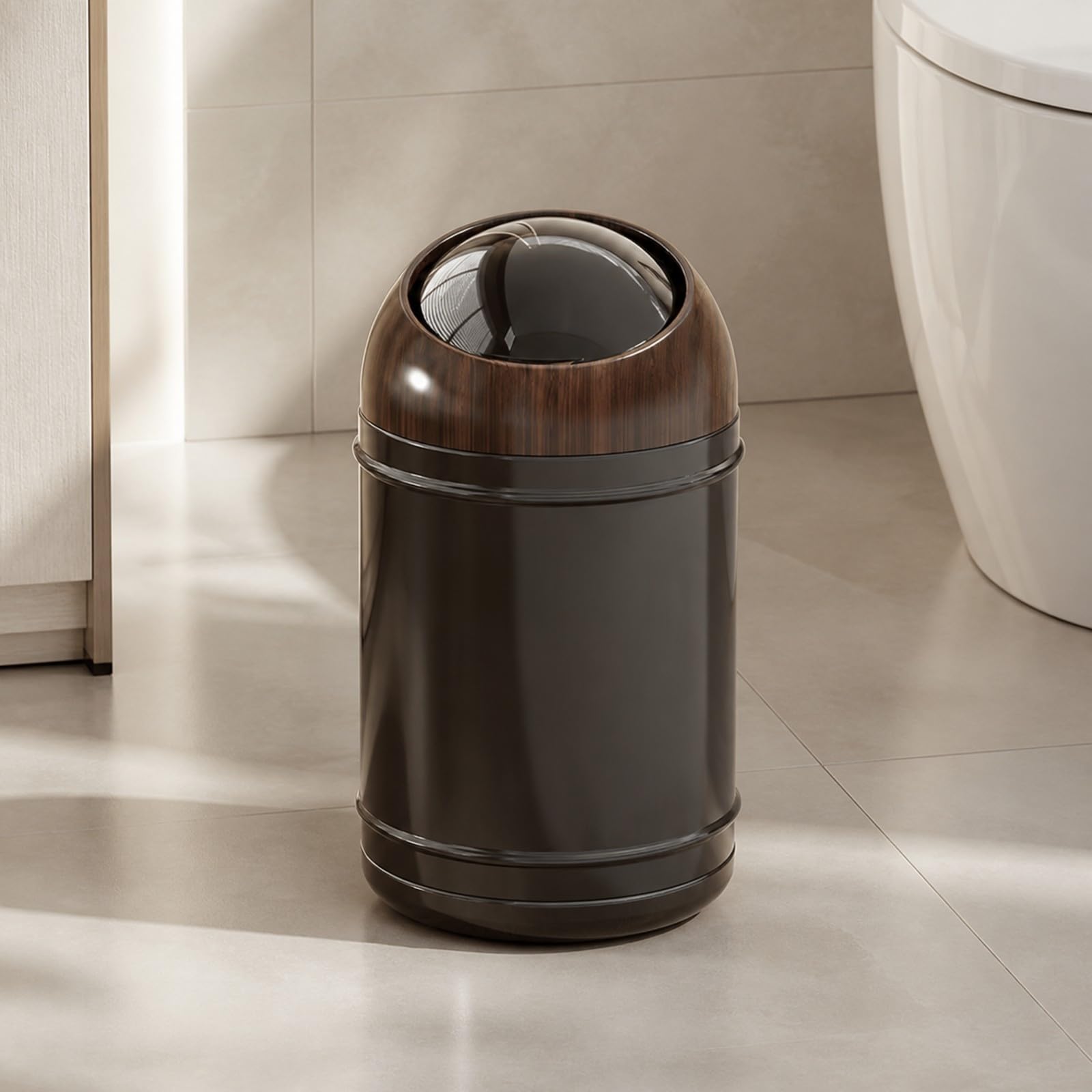 Cubo 10 litros con Tapa Abatible Sellado Contenedor Residuos con Doble Cubo Interior y Exterior Compacto para Salón, Negro