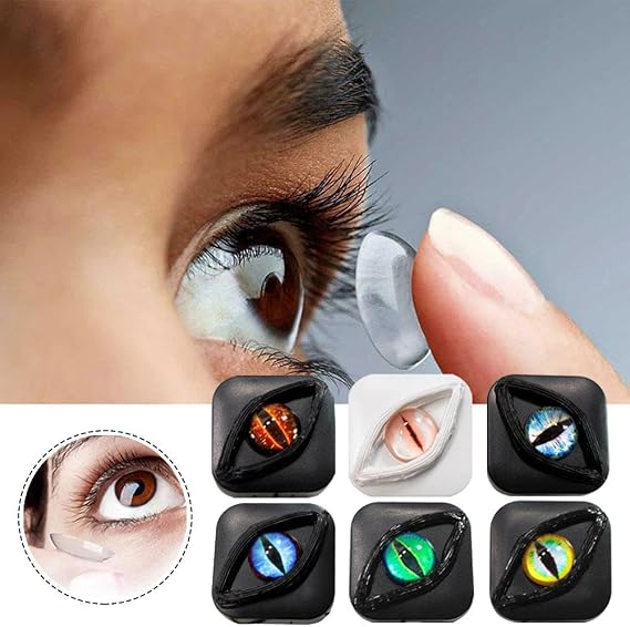 Devil's Eye Contact Lenses Box, Color ContactLens Removal Kit, Portable Contact Lens Case For Travel Kit Box, Fancy Halloween Gifts Eyes PersonalityBox, Eyes Storage Travel Portable Lens B-ox