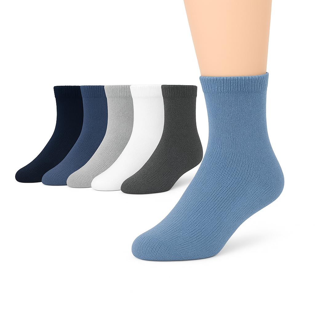 6 paia di calzini per ragazzo - bambina - bambino in morbido cotone e traspirante. Collant unicolori corti - sport bambino calzino elastico e resistente varietà di taglie