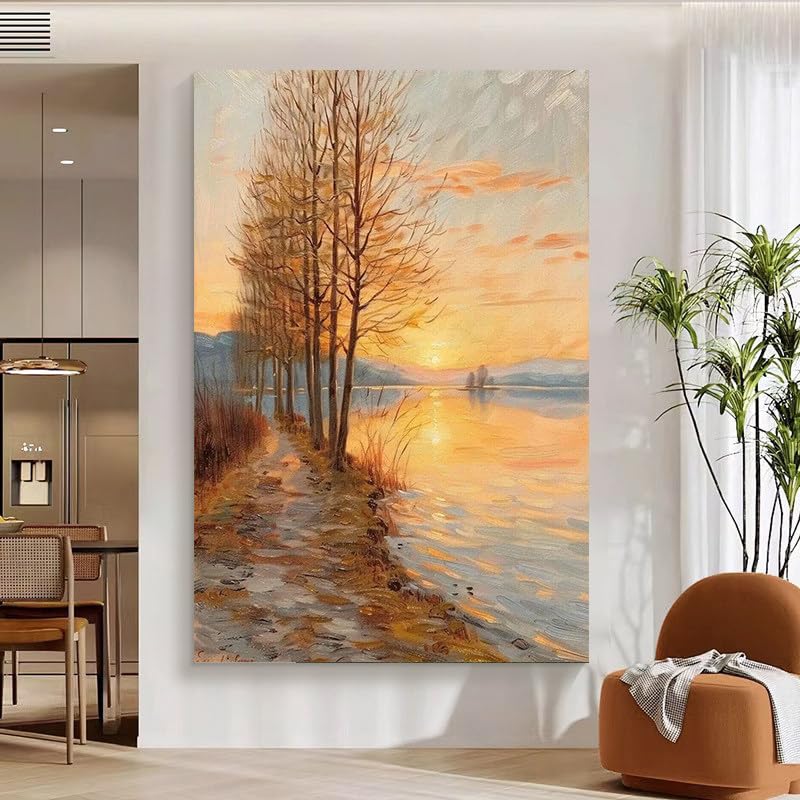 Tableau abstrait moderne coucher de soleil déco murale chambre