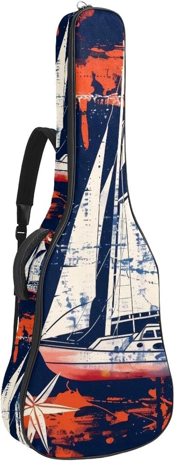 Cool Water and Fire Yin-Yang Symbol Acoustic Guitar Gig Bag, 1 cm Thick Padding Waterproof Guitar Bag Backpack for 40 41 42 Inch Electric Bass Classical Guitars