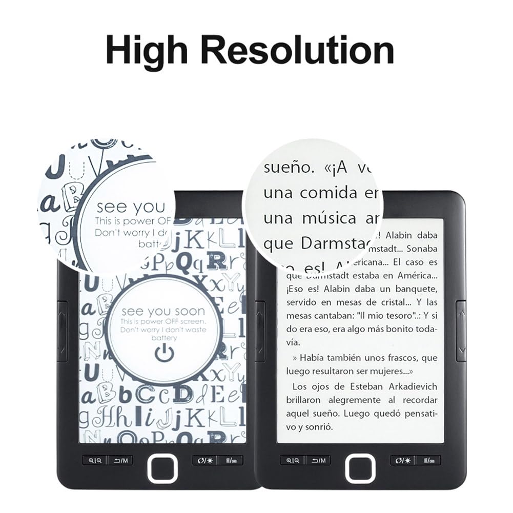 Lettore di Ebook Digitale Elettrico, Schermo A Inchiostro Portatile da 6 Pollici, Memoria da 8 GB per Casa e Spostamenti