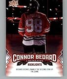 2023-24 Upper Deck Connor Bedard Collection #19 Scores, Named the 2nd Star of the Game RC Rookie Chicago Blackhawks Official NHL Hockey Trading Card