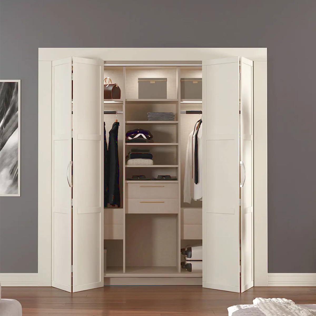 Bifold Door Hardware Set, with 36” Track, Aluminum Sliding Cabinet
