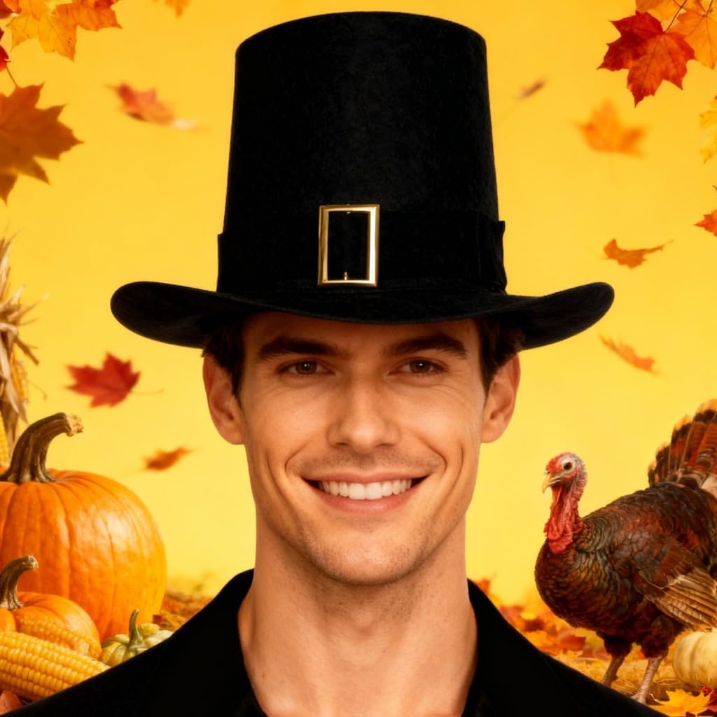 Wool Pilgrims Hat with Classical Design for Formal Event Comfortable Breathable Costume