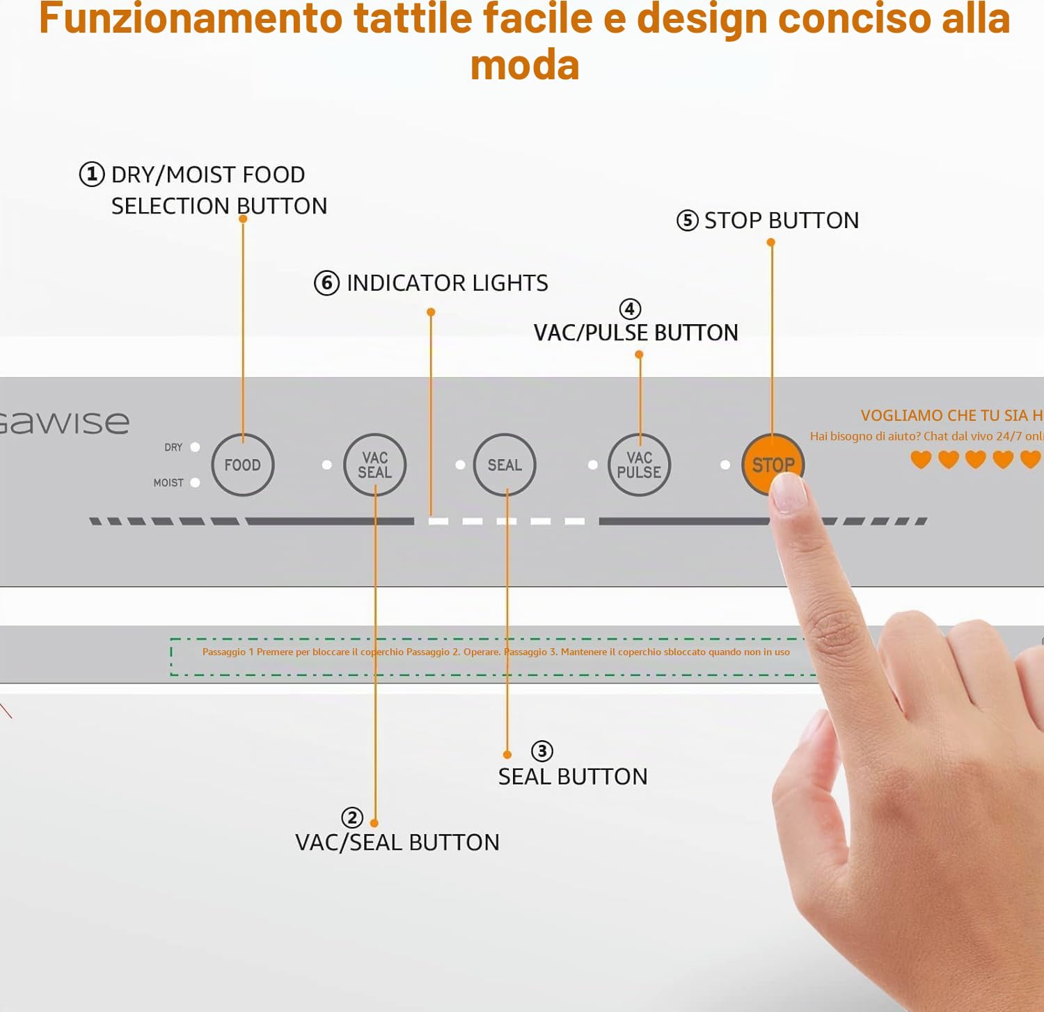 MegaWise Conservatore di Cibo Sottovuoto | 80kPa | Sacchetti e Taglierina | Macchina Automatica per Sigillare Alimenti | Modalità Secco Umido Fresco | Per Tutte le Esigenze di Conservazione