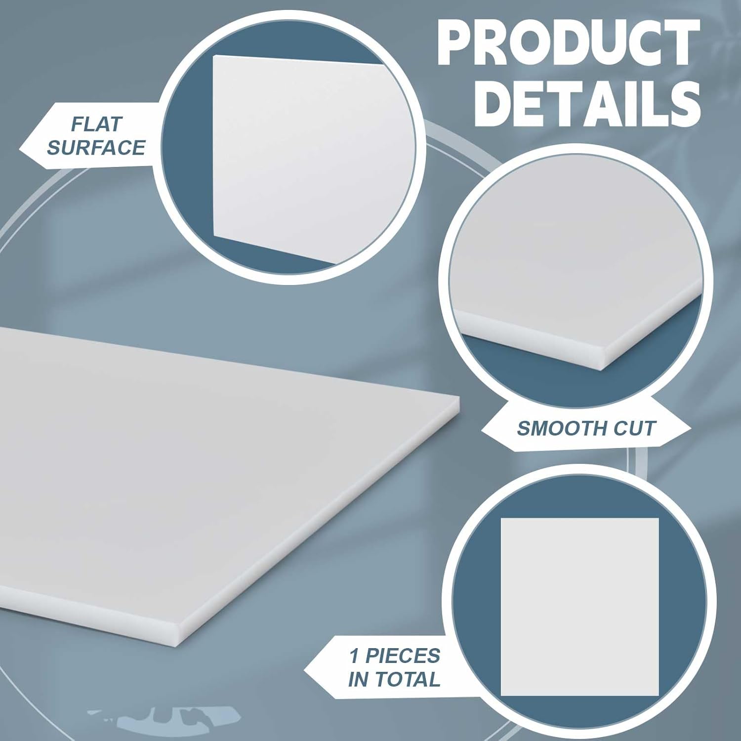 Sasylvia Hdpe Sheet, Hdpe Plastic Sheet Flexible High Density Polyethylene Cutting Board Solid Plastic Block for Marine, CNC, Machining, Industrial, DIY Projects(1/2" X 12'' X 16'',White,1 Pcs)