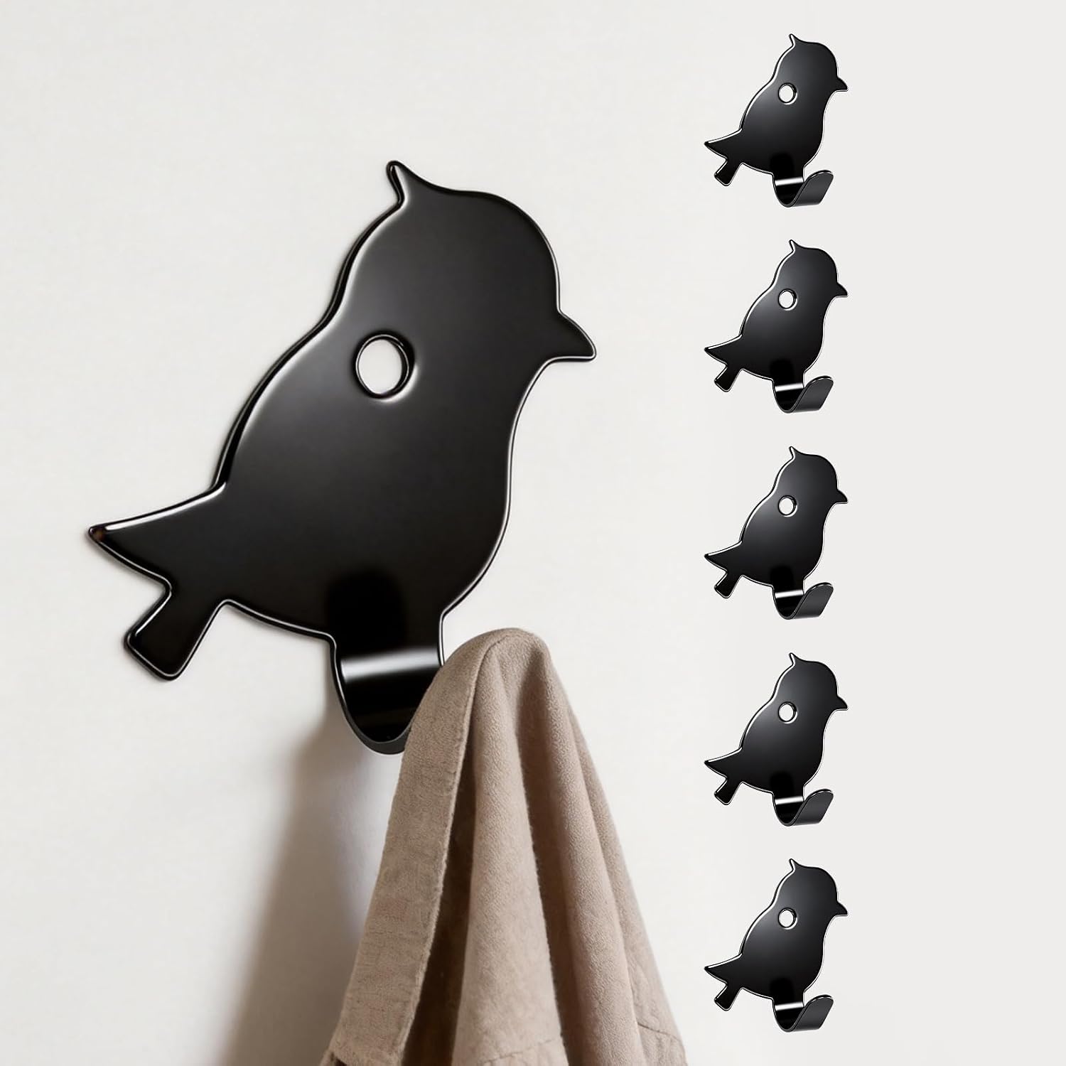 Stainless Adhesive Shower Hooks for Bathroom, No-Damage Wall Hanging Towel