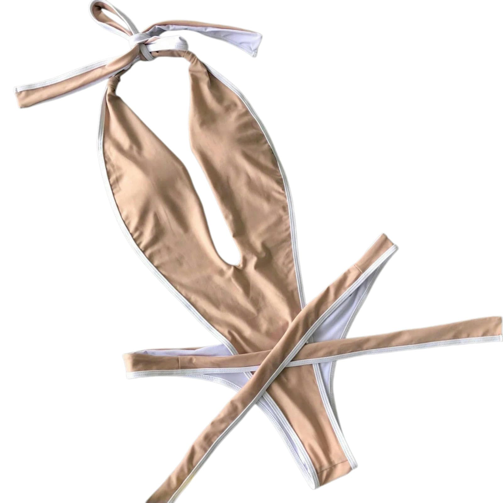 Maillots halter pour femmes avec cravate crisscross et coupe haute sexy
