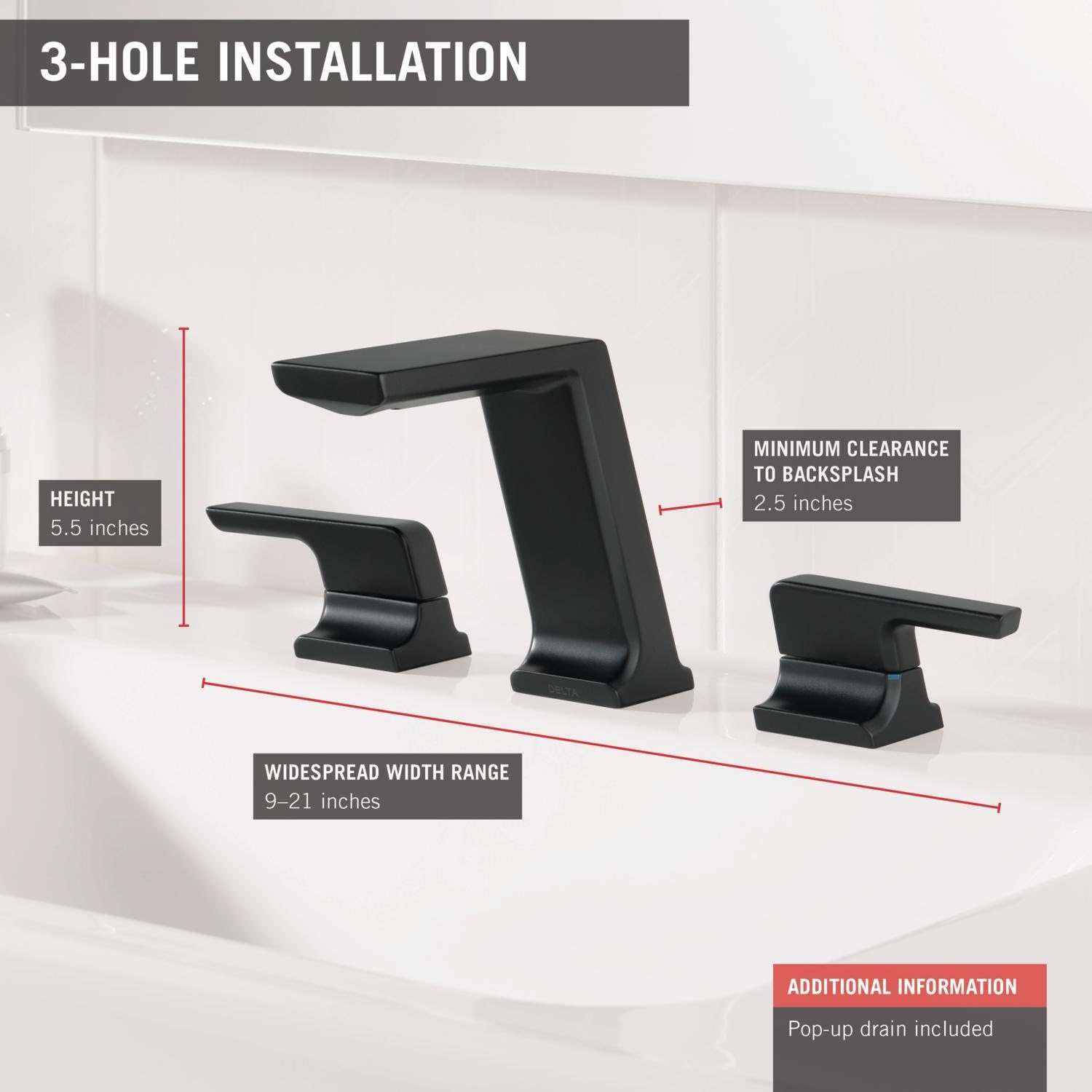 Flash Deals - 50% OFF Delta Faucet Pivotal Widespread Bathroom Faucet 3 Hole, Matte Black Bathroom Faucet, Bathroom Sink Faucet, Metal Drain Assembly, Matte Black 3599LF-BLMPU Cheapest 🛒 Delta Faucet Pivotal Widespread Bathroom Faucet 3 Hole, Matte Black Bathroom Faucet, Bathroom Sink Faucet, Metal Drain Assembly, Matte Black 3599LF-BLMPU