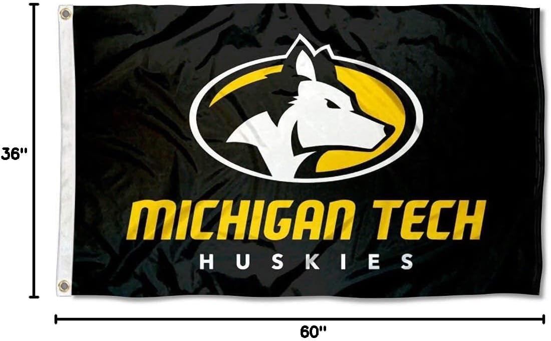 College Flags & Banners Co. Michigan Tech University Flag and USA 3x5 Flag Set