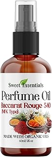 Sweet Essentials BACCARAT ROUGE-540 - (MFK Type), Fragrance - Perfume Oil, Made with Organic Oils, 2oz, Spray on Perfume Hair & Body Oil - Alcohol, Silicone & Preservative Free