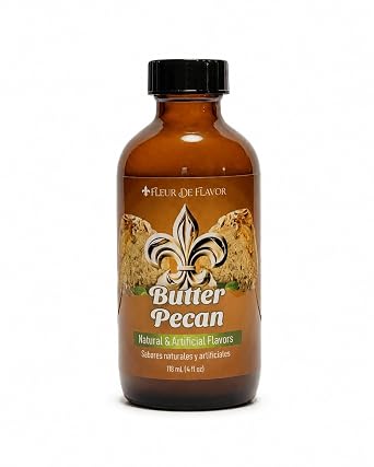 Fleur De Flavor Butter Pecan Emulsion Rich, Buttery Pecan Flavor for Baking, Frosting, Ice Cream & Beverages Nut-Free, Bake-Stable, Gluten-Free, Keto-Friendly, No Artificial Colors 4 oz