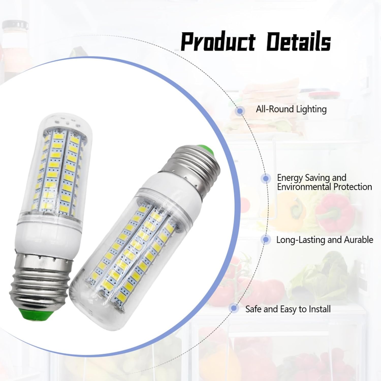 Refrigerator LED Light Bulb Compatible with Sub Zero E26, 40W Freezer Lamp Light Bulb Replacement 7006999, 4 Pack