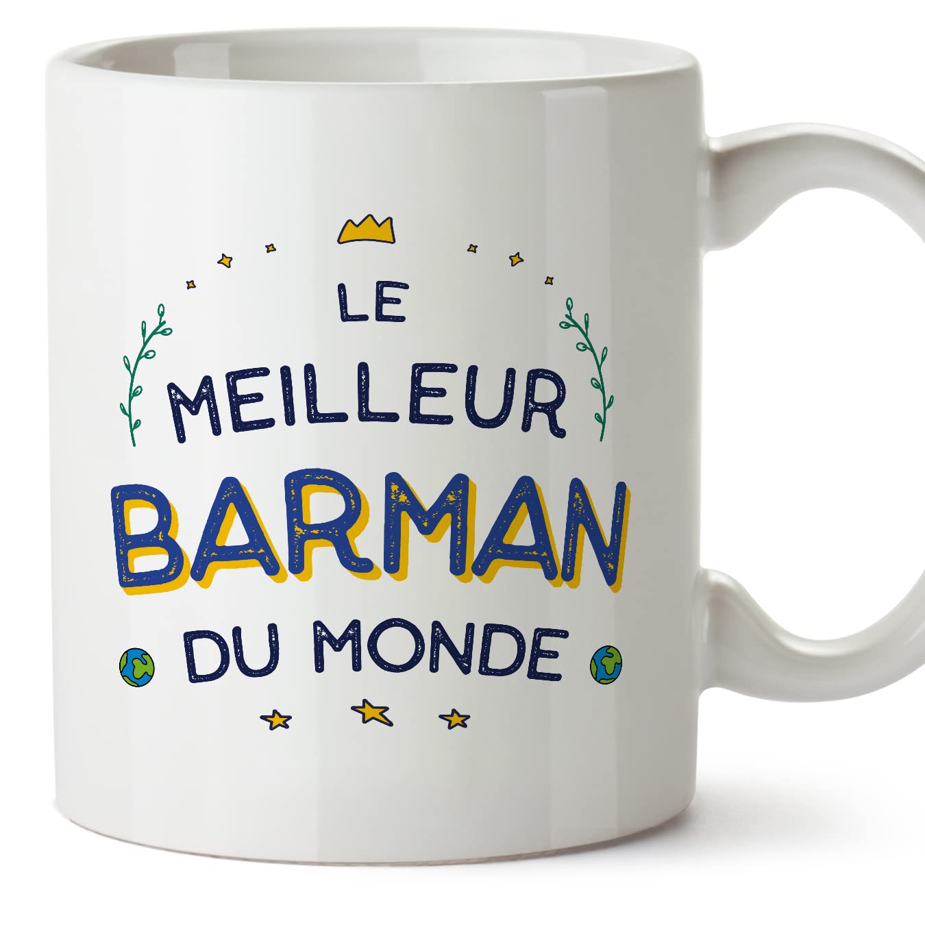 MUGFFINS Barman Man Mug - in French - Meilleur du Monde - Funny Gift for Colleagues - Ceramic 11oz Mug — image 1