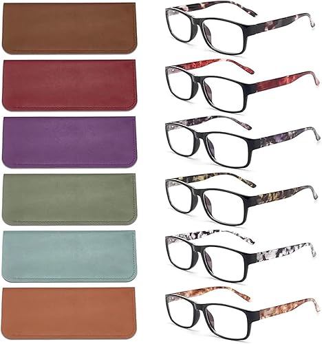 BLS BLUES - Gafas de lectura para mujereshombres, bloqueo de luz azul, lectores de moda anti fatiga ocularmigraña, paquete de 6 unidadesestuche