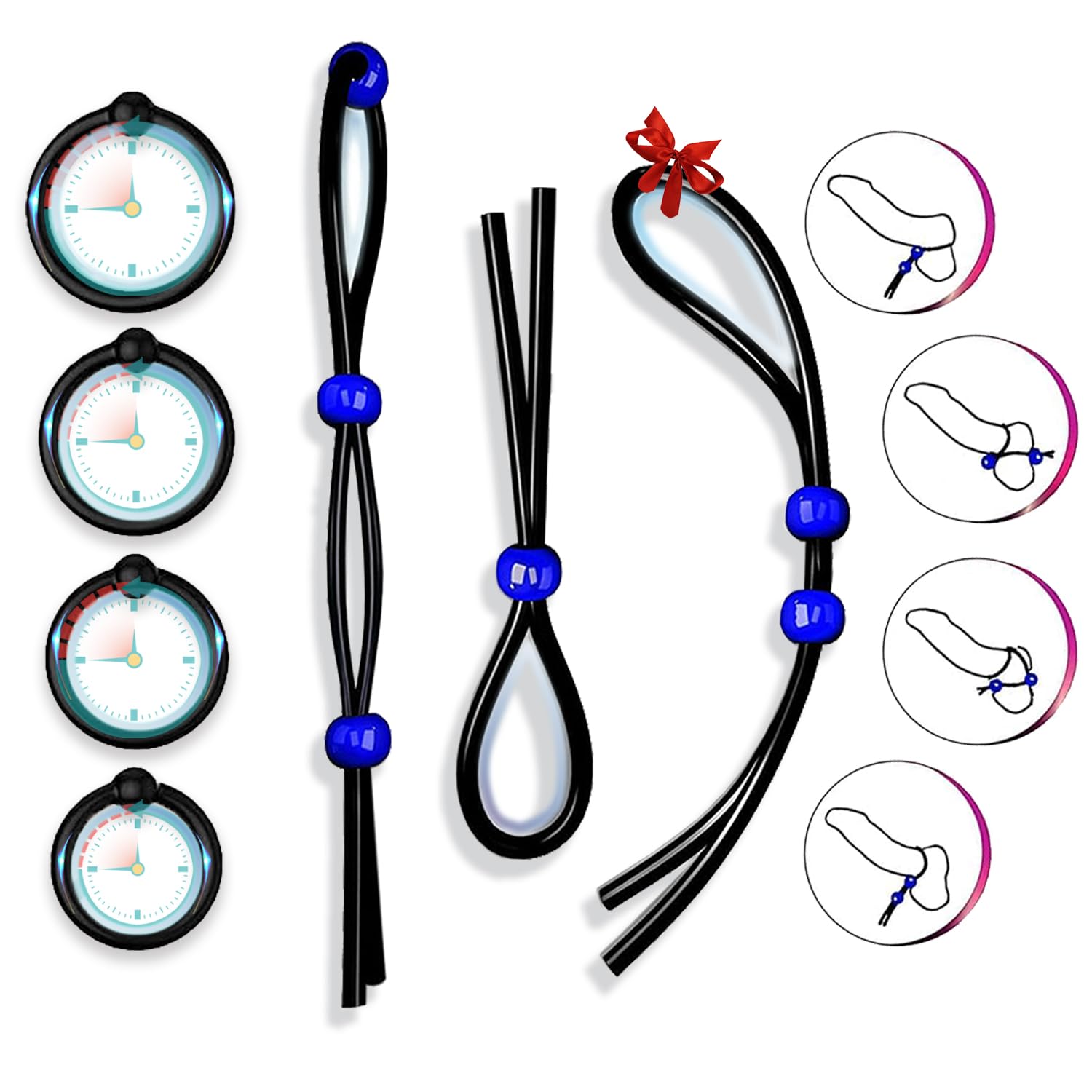 Cock Ring Adjustable Male Penis Ring Silicone 7 Different Sizes Cock Ring O Ring Male Penis Erection Extension
