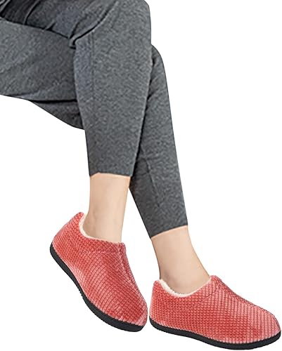 Miniatura 8 de SMXKUME Pantuflas para mujer mocasines de espuma viscoelástica forro polar cerrado para interiores y exteriores