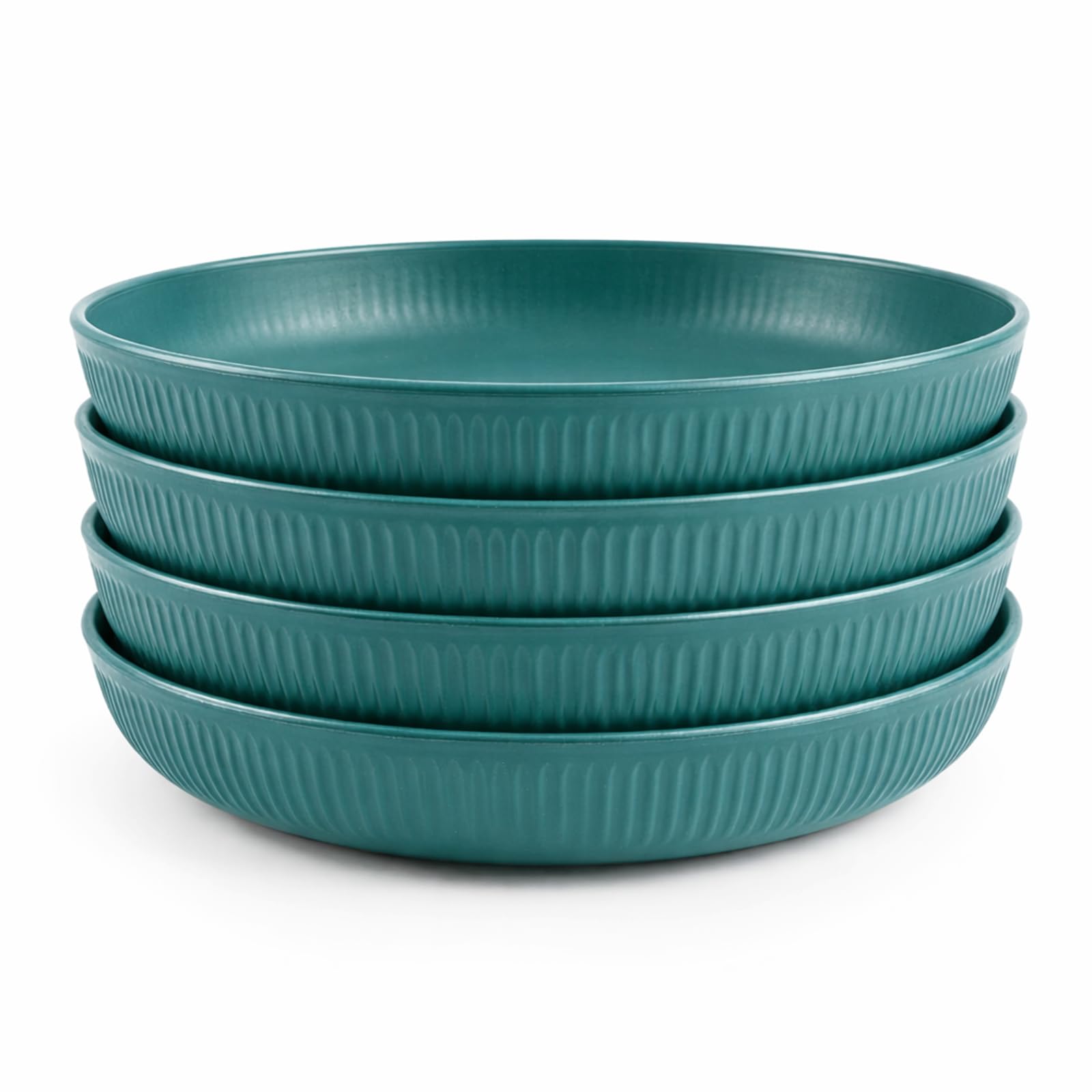 M.J COMFY-LIFE Pasta Bowls Large Unbreakable Plastic Serving Bowls Lightweight, Dishwasher Safe Deep Cereal Bowls for Pasta, Salad, Rice – Ideal for Everyday Use & Family Dining (Green, 4-Pack) — image 1