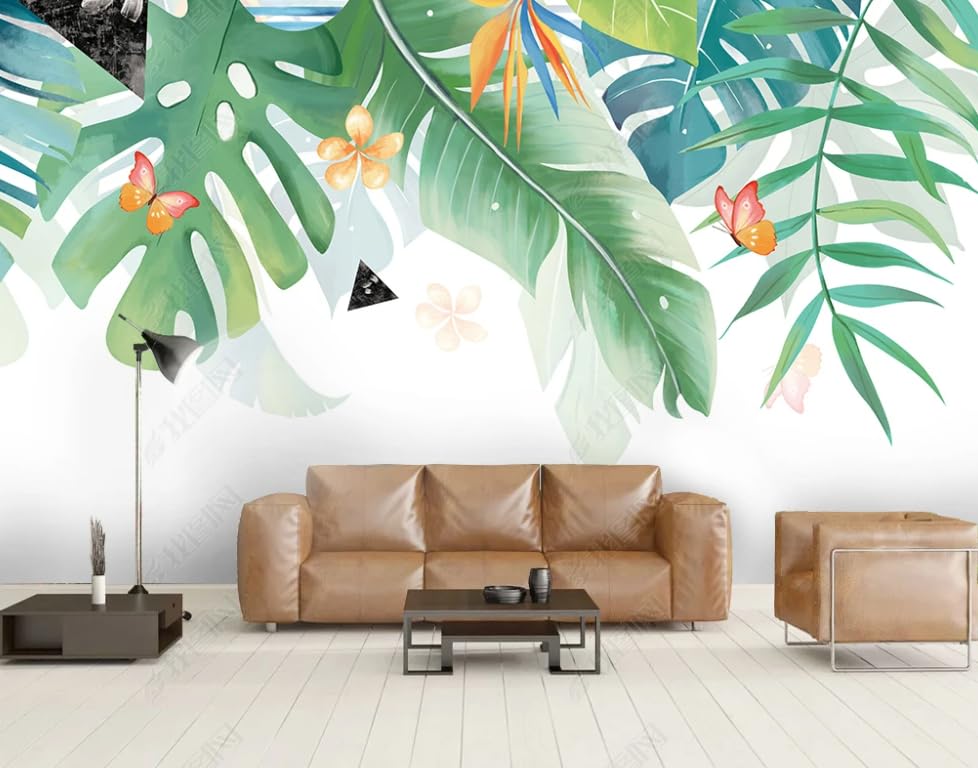 Papier peint intissé oiseaux tropicaux pour masquer les imperfections du mur