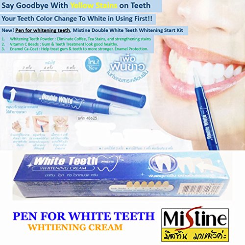 Mistine White Teeth Whitening Cream 2.3 gram Beads Powder Eliminate Coffee Tea Stain