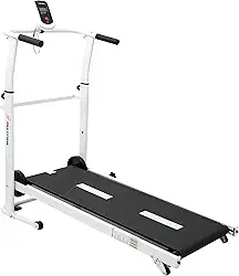 Esteira Para Caminhadas Mecânica para Exercícios, Treinos Mile Fitness, Dobrável, 3 Inclinações Ajustáveis, na Cor Preta.
