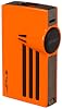 Lotus Orion Cigar Lighter with Double Torch Flames, Single Action Ignition, All Metal Housing, Integrated Cigar Punch (Black & Red Polished)