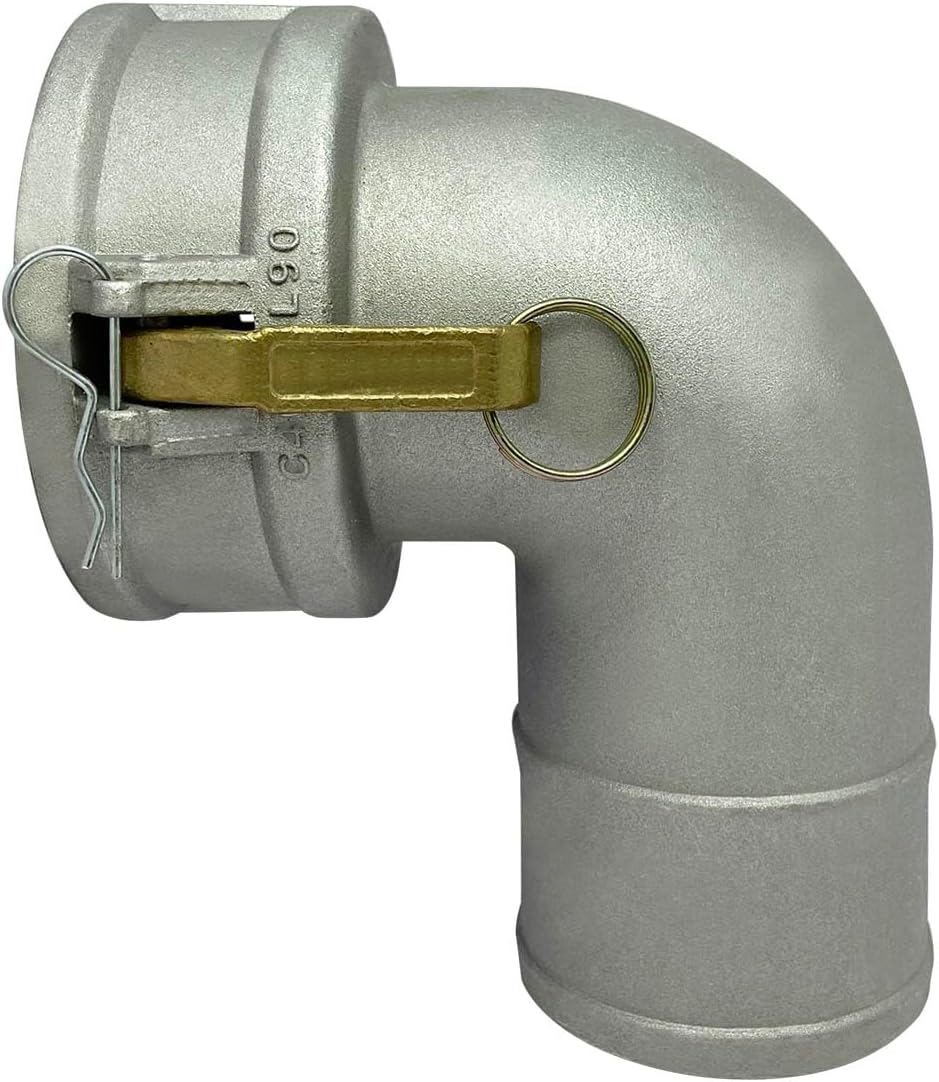 Gloxco Aluminum Type C Cam and Groove Fitting, 90 Degree Elbow, 4" Female Coupler x 4" Hose Shank (CAM-40-C90-AL)