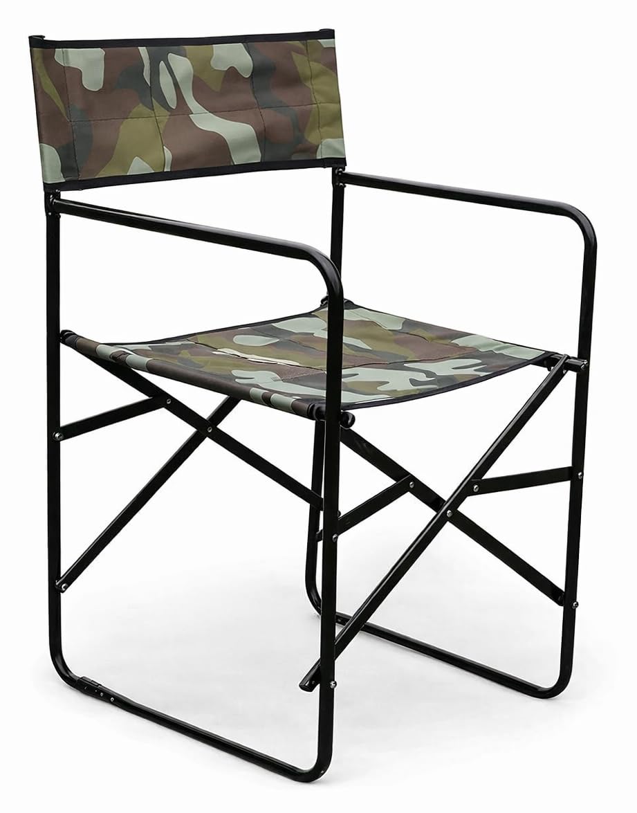 Army Camping Directors Chair - Heavy Duty, Oversized Folding Chair for Beach/Fishing/Trips/Picnics/Lawn/Concerts Outdoor Foldable Camp Chair with Army Oxford Fabric, 120kg Capacity - Green-image-48