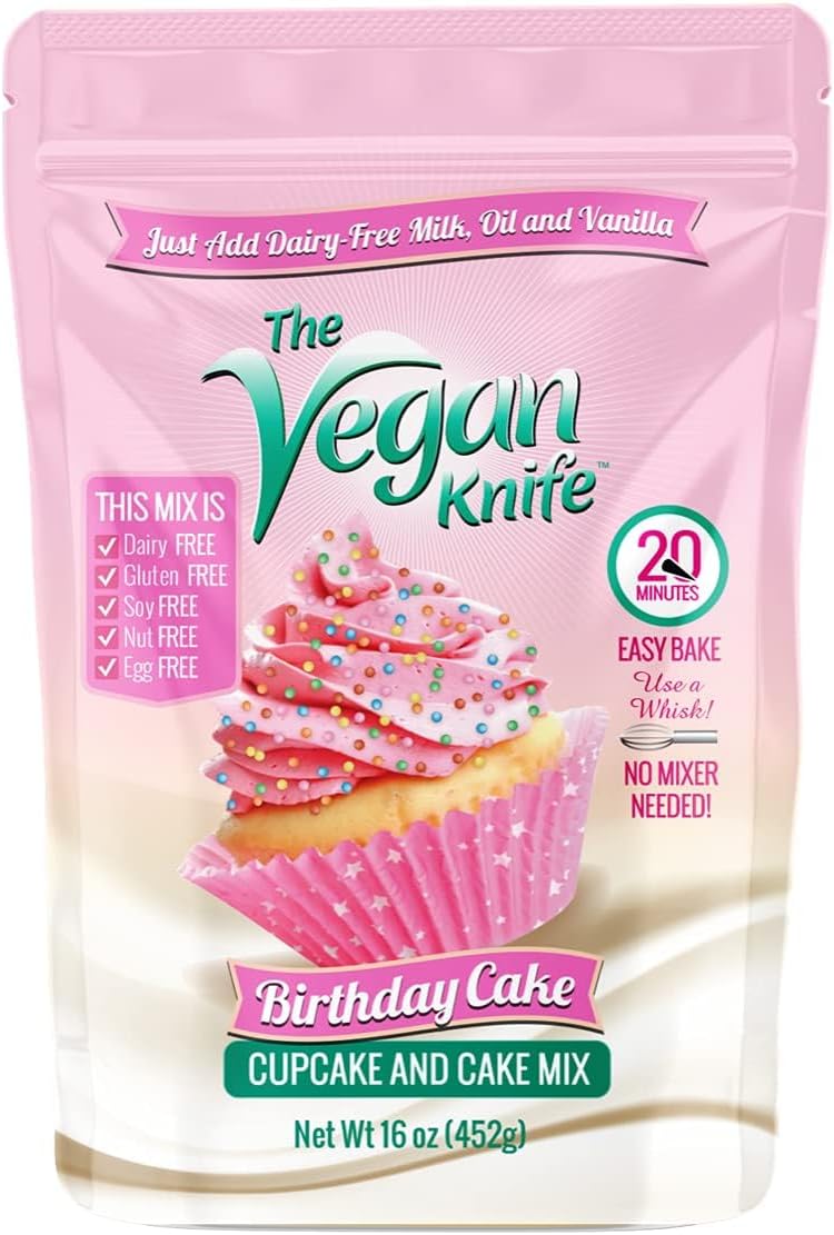 The Vegan Knife Gluten Free & Vegan Cupcake and Cake Mix Birthday Cake Flavor - 4PK