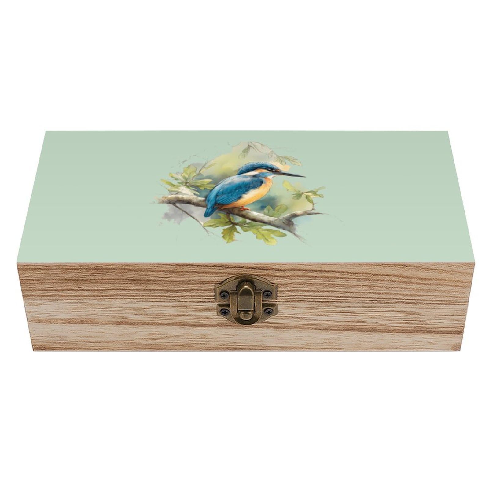 Kingfisher Sits on Branch Wooden Storage Box Craft Memory Keepsake Treasure Chest Box Jewelry Organizer