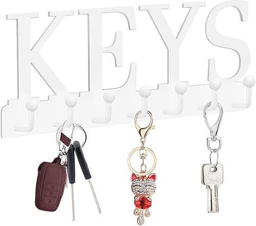 Miniatura 7 de Soporte para llaves para pared, colgadores de llaves montados en la pared con 7 ganchos para llaves, organizador decorativo de pared para entrada,