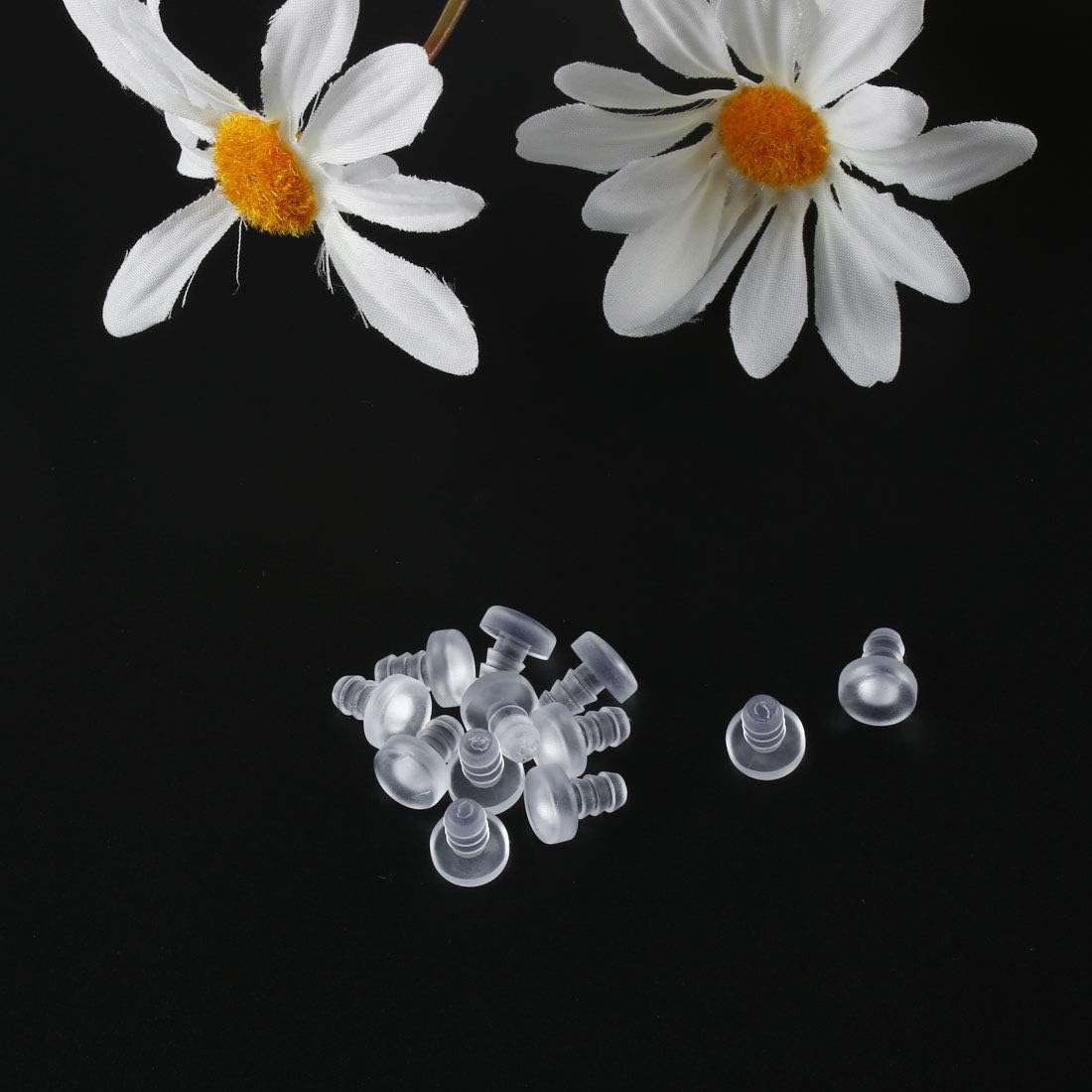 12pcs 5mm Clear Soft Stem Bumpers Glide, Patio Outdoor Furniture Glass Table Desk Top Anti-Collision Embedded