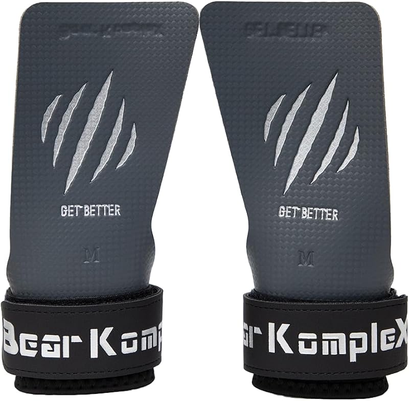 Bear KompleX No Hole Hand Grips - Non-Slip Fingerless Gymnastics Grips for Weight Lifting, Pull-ups & Cross Training | Lightweight, Padded Wrists & Foldable Grip.