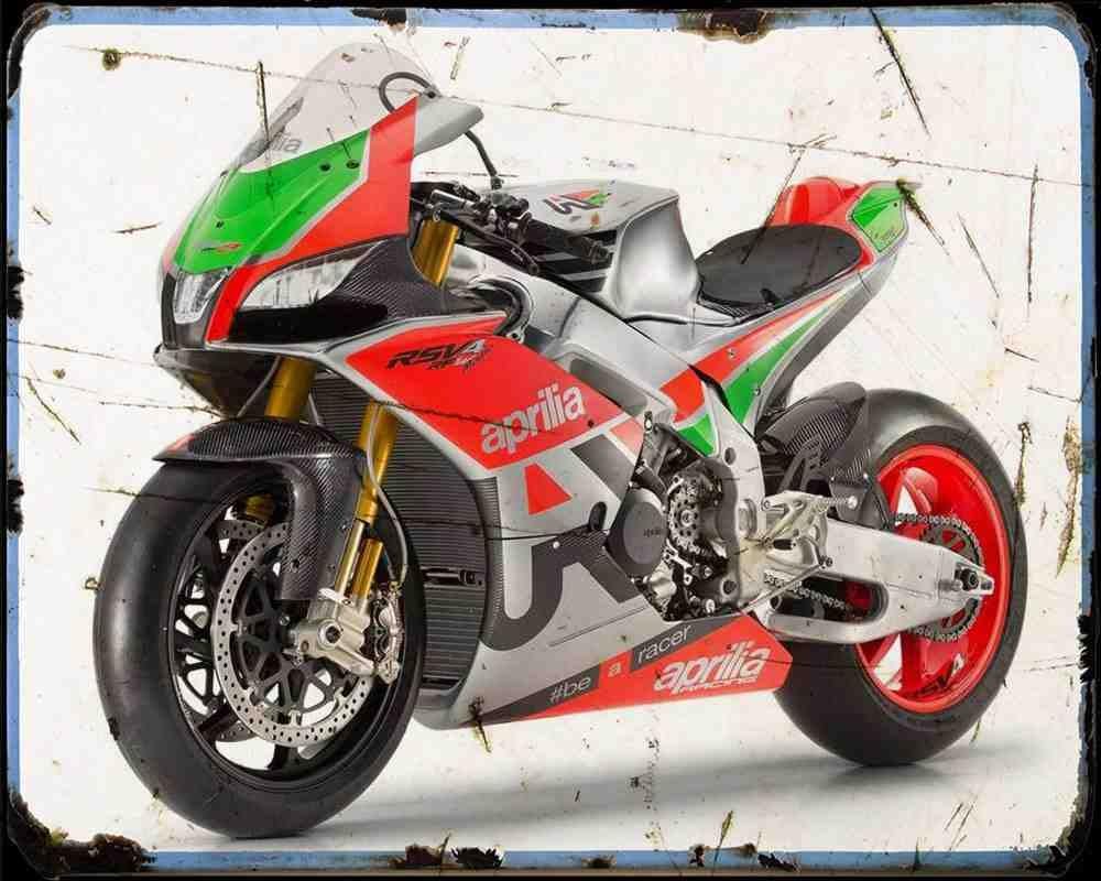 Aprilia_Rsv4_Rfw_16_01 A4 Metal Sign Motorbike Vintage Aged