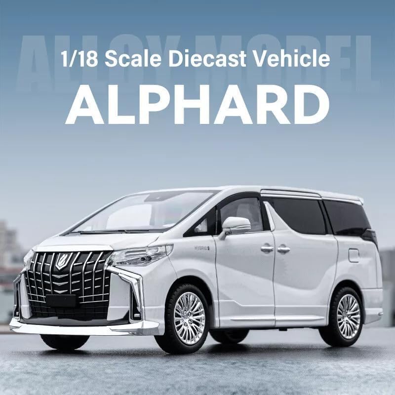 Image of WORSHIPER 1:18 Scale Big Toyotaa Alphard - Black Alloy Diecast Pullback Metal Car Toy with Sound Light & Opening Doors - Best Gift Toy for Kids