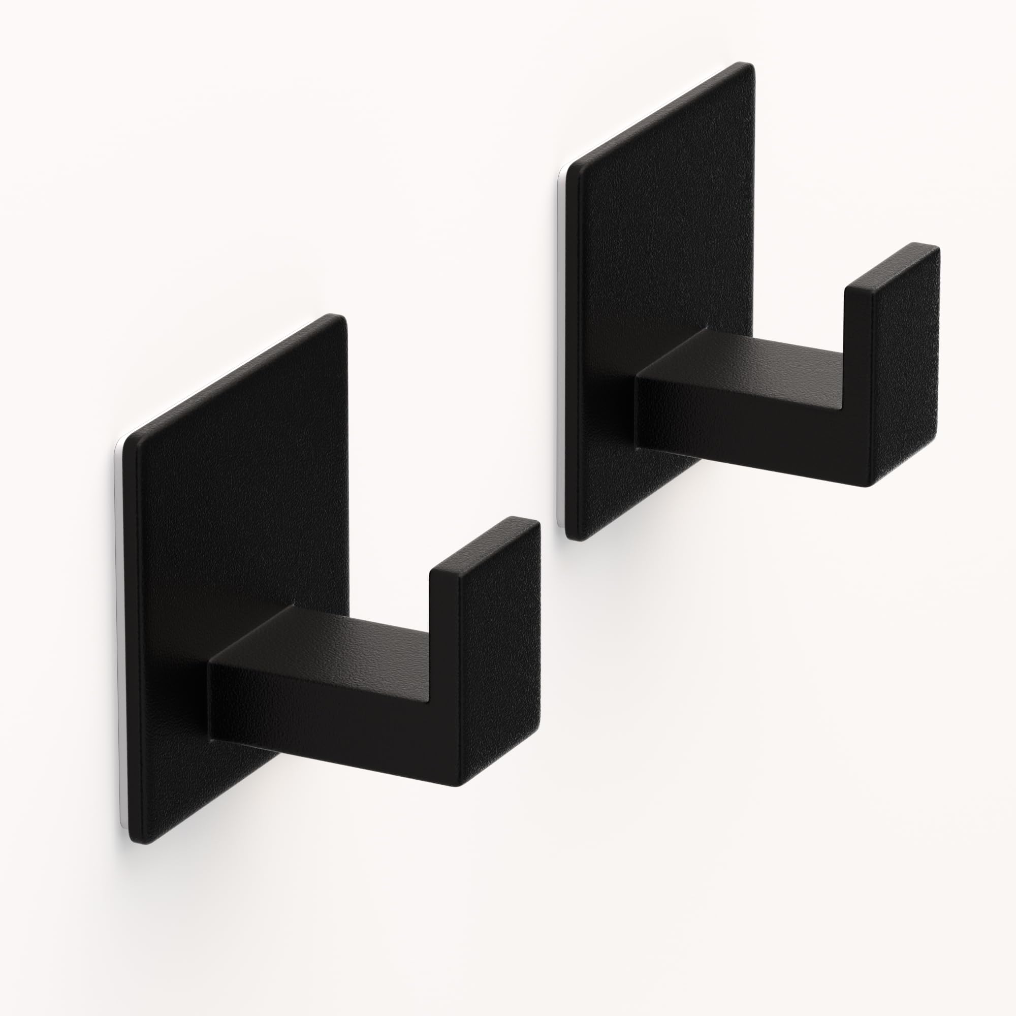 VINHOLD Adhesive Shower Hooks, Towel Hooks for Hanging Robe, Coat, Hat, Loofah, Heavy Duty Wall Hooks Stick on Bathroom, Kitchen and Office (2 Pack, Black)