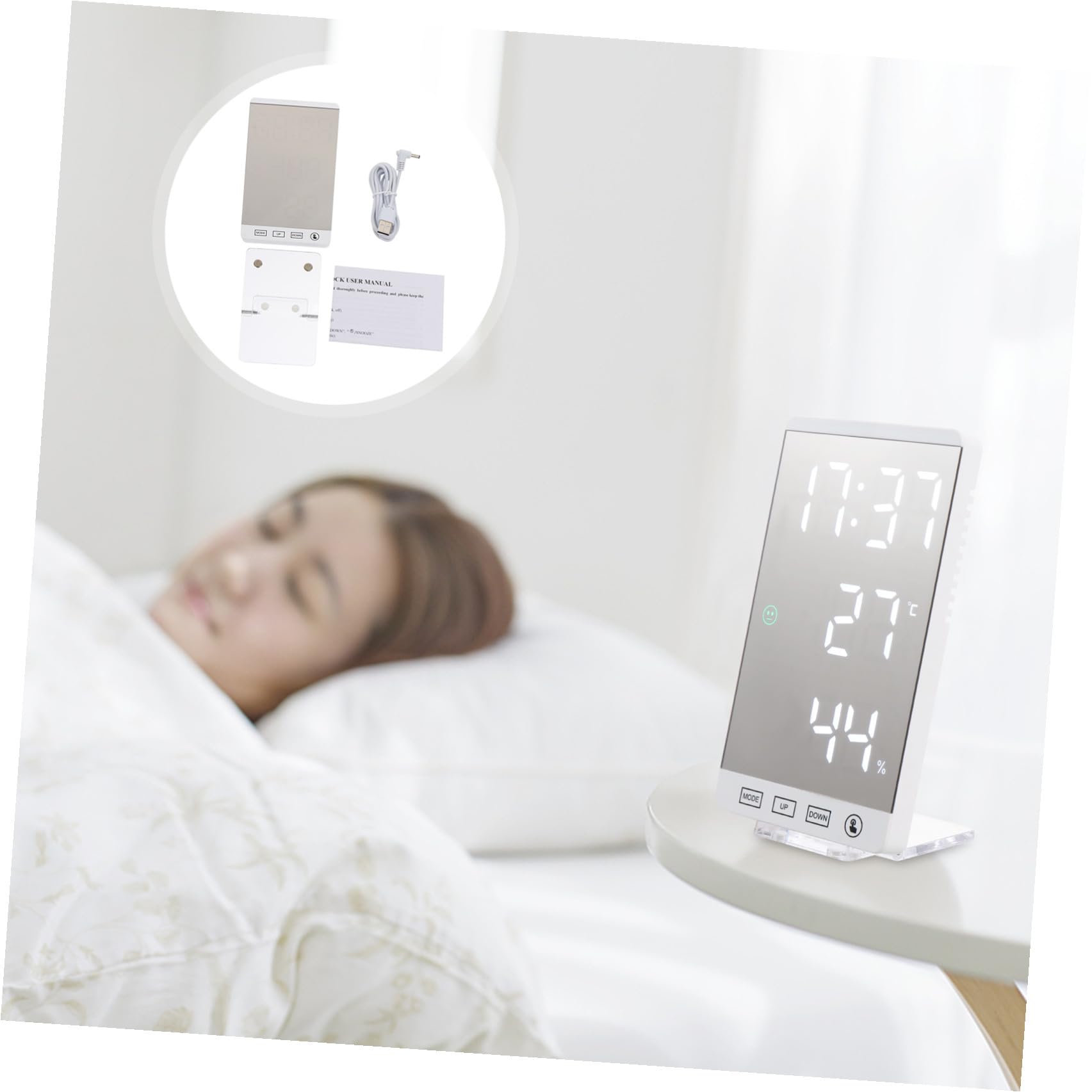 Cabilock Reloj Alarma Atenuación Manual Despertador Inteligente Ligero y Compacto