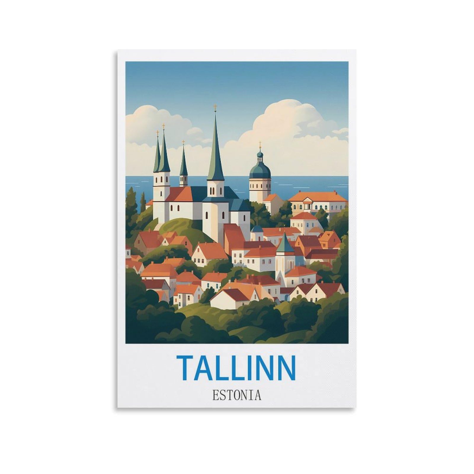 ZHILIJING Tallinn Estonia Vintage Travel Poster 16x24inch(40x60cm) Decorative Painting Canvas Wall Posters And Art Picture Print Modern Family Bedroom Decor Posters